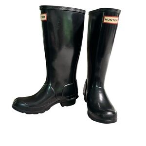 Hunter Kids Boots Unisex Original Kids Gloss Black Wellies Girls Sz 2 Boys Sz 1